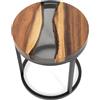 mobiltema Comodino legno massello e resina epossidica, ogni articolo è unico ed inimitabile, comodino stile industriale camera da letto, tavolino rotondo legno da salotto o soggiorno moderno, 40D x 45H