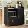 YU YUSING Carrello Cucina con Ripiano Aperto, Mobile Microonde con 4 Ruote | Mobiletto Cucina Microonde, Carrellino Salvaspazio, Credenza Cucina Moderno per Macchina da Caffè, 90×40×96,5 cm, Nero