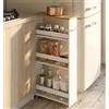hitsuki Carrello Cucina Stretto 14cm Larghezza Scaffale Nicchia in Legno con Maniglia Mobiletto Salvaspazio Bianco 4 Livelli Rovere Chiaro
