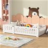 YNYHTER Letto per bambini 80 x 160 cm, con protezione anticaduta e rete a doghe Montessori, letto per bambini, 80 x 160 cm, in legno massiccio, struttura moderna bianca, senza materasso
