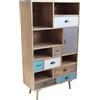 milani home - cassettiera alta in legno con 1 anta e 7 cassetti, multicolor, 80 x 37 x 139 cm