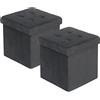 WOLTU Set di 2 Cassapanca Pieghevole, Contenitore Portaoggetti, Sgabello Pieghevole Poggiapiedi con Coperchio Rimovibile, Max Portata di 300 kg, Grigio