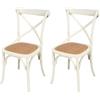 Biscottini Set Sedie sala da pranzo legno massello 86x42x46 cm - Sedia cucina e soggiorno in rattan - Sedie in legno da esterno e interno - Sedia legno bianca Cross