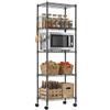 Himimi Scaffale con Ruote e 5 Ripiani Regolabili in Altezza, Scaffale in Filo Metallico, Scaffalatura Robusto per Cucina, Bagno, Dispensa, Garage, Cantina, Magazzino e Ufficio, 59 x 35 x 183 cm, Nero