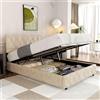 MODENVIE Letto Piazza e Mezza 140x200 senza Materasso, Letto Contenitore Idraulico, LED-Bett con USB e Testiera Regolabile con Scomparto Segreto e Tasche, Grigio