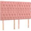 GHVBNMF Testiera in velluto rosa, 160 x 7 x 118/128 cm, per telaio del | Schienale regolabile in altezza in morbido velluto con gambe in legno massello per la camera da letto