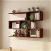 OVOGGPAN Mensola sospesa moderna in legno massello con vani a giorno a più livelli | Mensola decorativa da parete per soggiorno, camera da letto, ufficio, ingresso e arredamento casa(Red Brown,80cm/31.5in)