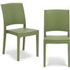 REDÒKASA Sedia in polipropilene FLORA, MADE IN ITALY, impilabile, resistente ai raggi UV, design moderno, ideale per interno ed esterno (2, Agave - Senza Braccioli)