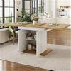 NADEUSAK Tavolo da pranzo, 110-140 x 70 x 76,5 cm, tavolo allungabile per cucina e soggiorno, con impiallacciatura di legno e decorazione in rilievo