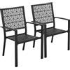 Yaheetech Set di 2 Sedie da Pranzo Impilabili con Motivo Geometrico Poltrona da Cucina in Metallo con Braccioli per Veranda Cortile Nero 58 × 59,5 × 89 cm