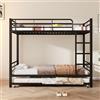 Kuczn Letto a castello 90 x 200 e 90 x 190 cm, letto matrimoniale con letto | Letto a soppalco con scala a tre gradini, letto per bambini, in ferro, per bambini e ragazzi, senza materasso