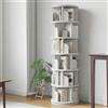 Hltdzer Torre di Libri Rotante con Spina Verticale Regolabile in Legno per Pavimento Libreria Rotante A 360° con Cornice in Legno Massiccio per Sala da Pranzo, Cucina(White,6-layer)