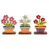 Maria Chiara Marino Mini Piante Decorative in Legno, Set 3 Pezzi, Decorazioni per la casa, mensola e scrivania, Idea Regalo Originale Artigianale, Made in Italy (Set Fiori Misti 01)