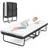 FentyOE Letto pieghevole 80 x 190 cm, per adulti con circa 13 cm, materasso in memory foam, pieghevole con ruote, letto pieghevole in metallo, resistente fino a 210 kg