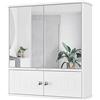 HOCSOK Armadietto a Specchio Bagno, Pensile con Anta, Mobiletto a Specchio, adatto per Bagno, Bianco, 55 x 17.5 x 60cm
