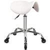 WKWKER Sgabello con ruote, girevole, girevole, ergonomico, in pelle spessa, per cucina, disegno, laboratorio, ufficio, salone, messaggi, colore bianco