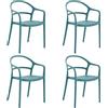 Rebecca Mobili Set 4 Sedie da Esterno, Sedie Impilabili, Blu Petrolio, Polipropilene, Salvaspazio, Stile Moderno, per Interno o Giardino - Misure HxLxP: 81 x 57 x 51,5 cm - Art. RE7193V3M4