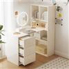 SACOOL Scrivania angolare con libreria, 117 × 63 × 135 cm, scrivania con 4 ripiani e 3 cassetti estraibili, bianco