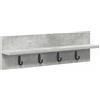 HETFTJN Appendiabiti da Parete Grigio Cemento 60x10,5x18 cm | Soluzione salvaspazio a muro per corridoio e ingresso, dotata di ganci robusti in legno ingegnerizzato grigio.