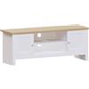 Vida Designs Mobile TV a 2 Ante Arlington, Derivati dal Legno, Bianco e Quercia, H 49 x L 128 x P 39 cm