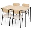 shopbest.it Set Tavolo e 4 Sedie moderno per Cucina e Sala da Pranzo, Tavolo Rettangolare 110x70 cm con Struttura in Metallo Nero, Piano MDF Effetto Legno, Sedie Imbottite in Tessuto, Set 5 Pezzi 4 Posti (Rovere)