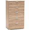 milani home - cassettiera 60 x 38 x 103 cm, marrone chiaro, mobile contenitore per soggiorno cucina bagno, fatto in Italia