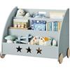 WOLTU Libreria Piccola in Legno per Bambini, Scaffale Porta | con Contenitore e Ruote, Organizzatore per Cameretta, Grigio 62x42x57 cm