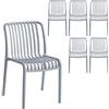 shopbest.it Set 6 Sedie a Doghe Impilabili in 100% Polipropilene Anti-UV, per Interno ed Esterno, Resistenti agli Agenti Atmosferici, Leggere, per Giardino, Terrazzo, Balcone e Locali Pubblici (Grigio perla)