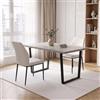 JIEXI Set di 2 tavolo da pranzo moderno e sedie, in MDF da 110 cm, con 2 sedie bianche in poliuretano con gambe in metallo, moderno tavolo da cucina salvaspazio per sala da pranzo, casa
