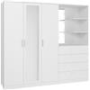 AVANTI TRENDSTORE - Osasco - Armadio nel colore bianco a 3 ante di qui una a specchio e 4 cassetti, sopra i cassetti comodi ripiani. Misure ca LAP 199x181x52,7 cm
