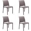 GLOUPIE Set 4 Sedie Volga In Polipropilene Tortora, Impilabile, Dimensioni 54 x 46 x 81 Cm, Per Interno Ed Esterno, Made In Italy