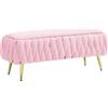 IlGruppone Panca Imbottita in Velluto, Portata 120kg, Contenitore Portaoggetti da Ingresso e Camera - Panca Fondo Letto con Gambe in Metallo Dorato - Idea Regalo Arredo Casa Salvaspazio (Rosa)