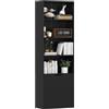 HOMCOM Scaffale 6 ripiani armadio 59x29x180 cm Nero | Libreria, 4 scomparti aperti, 2 ante, scaffale, per soggiorno, camera, ufficio