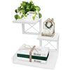 ELITEROO Scaffale da scrivania, organizer da scrivania in legno, piccolo scaffale a 3 ripiani, espositore per mensole per ufficio e accessori da scrivania, bianco