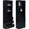 hitsuki 2 Pezzi Mobile Stretto Nero 60x32x180cm | Scaffali con 3 Cassetti caduno per Ingresso Salotto Ufficio Contenitore Libreria Alta