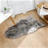 jiele Tappeto in pelliccia di agnello, 60 x 90 cm, in finta pelliccia di agnello, tappeto da letto (grigio, 60 x 90 cm)
