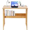 dmiuiou Scrivania pieghevole 83 x 54 cm, segretario salvaspazio con libreria, per ufficio, soggiorno e camera da letto, colore legno