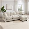 Rvjiahe Divano Cloud a 3 posti a forma di L cuscini di seduta spessi | con pouf mobile 2 piccoli cuscini decorativi inclusi raffinato motivo trapuntato morbidi e avvolgenti facile da montare