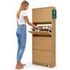BAKAJI Scarpiera Portascarpe in Legno MDF con 4 Ante Porta Scarpe a Ribalta Maniglie in Metallo Doppia Profondità Dimensioni Compatte Slim 63 x 24 x 150 cm Salvaspazio Ingresso Casa (Quercia)