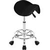 H-YEEU Sgabello Sella Regolabile con Ruote - Design Ergonomico, Altezza Regolabile 56-66 cm, Seduta in PU Nero, Rotazione 360°, 5 Ruote Silenziose - per Soggiorno, Ufficio, Officina