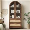 NADEUSAK Vetrina 80 x 40 x 175 cm con 2 cassetti e ripiani regolabili, design retrò, noce, legno