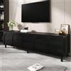 REXO Mobile basso moderno nero con 5 ante piedini in metallo in PB e MDF