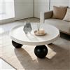 LZLUCKCOME Tavolino rotondo Ø 75 cm con 3 gambe sferiche, tavolo da soggiorno (bianco e nero)