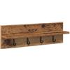HETFTJN Appendiabiti da Parete Legno Vecchio 60x10,5x18 cm | Appendino salvaspazio in legno ingegnerizzato con ganci robusti per l'ingresso e corridoio.