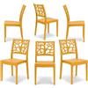 REDÒKASA Set 6 sedie in polipropilene TETI, impilabile, resistente ai raggi UV, design moderno, ideale per sala da pranzo, cucina, sala d'attesa, bar, ristoranti o giardino (6, Giallo Ocra)