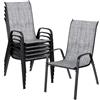 LIFERUN Sedia da giardino impilabile, da campeggio, impilabile, con schienale alto, in acciaio textilene, per giardini, cortili, balconi, ristoranti, 150 kg, portata: 54 x 69 x 93 cm 6pcs Lino grigio