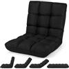 SOARS Sedia da Terra, Schienale 14 Posizioni (Nero,54 x 61 x 56 cm) | Poltrona Relax Imbottita e Pieghevole, Cuscino da Pavimento, Fodera Morbida in Poliestere, per Relax, Riposo, Yoga