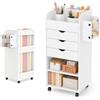 anrekl Cassettiera Scrivania con 4 Ruote e 3 Cassetti per Ufficio Casa, Bianca | 3 Cassetti, 2 Scomparti Aperti, Barra Laterale e Maniglie Incassate, per Casa, Ufficio, Salone di Bellezza e Parrucchiere
