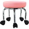 WKWKER Piccolo sgabello a rulli in pelle PU Sgabelli girevoli a 360 ° con ruote girevoli universali per massaggio domestico Garden Office Garage Shop Sport fitness, H: 31,5 cm (rosa)