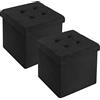 WOLTU Set di 2 Cassapanca Pieghevole, Contenitore Portaoggetti, Sgabello Pieghevole Poggiapiedi con Coperchio Rimovibile, Max Portata di 300 kg, Nero